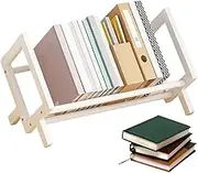 600g Dorm Desk Bookshelf - Mini Tabletop Storage Shelf with Tilt Design, Portable Bookcase for Organizing Notebooks, Media Discs, and Study, Functional Display Unit for College Desks