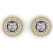 14ky AA Diamond 2 stone Earring Semi Mount 4 mm center stones