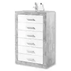 Drawers Tallboy Grey & White Gloss 6 Drawers Chest of Drawers