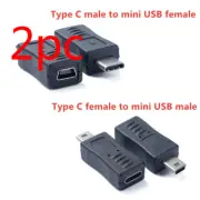 2pcs Type C to Mini USB Adapter Type-C Male to Female Connector Converter Plug