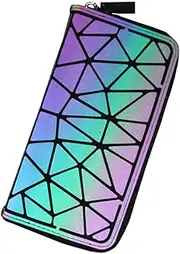 [SILENCIO] Geometric Luminous Purses and Handbags for Women Holographic Reflective Crossbody Bags Wallet, Dark Gray, Standard