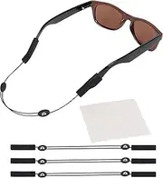 [Sidelinx] Eyeglasses Strap (3 Pack Sun Style) - No Tail Adjustable Sunglass Strap - Eyewear String Holder - With Bonus Glasses Cleaning Cloth - 3 Pack