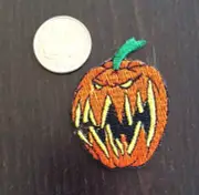 Embroidered/ Iron On Scary Pumpkin Head HALLOWEEN Patch 2"X1"