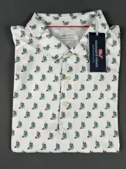 Vineyard Vines Golf Shirt Polo Peach Tea Print Palmero XXL White NWT MSRP $110