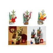 Xmas Mini Artificial Tree with Light LED Miniature for Table Festive Office