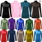 WOMENS POLO NECK TOP STRETCH LADIES LONG SLEEVE TURTLE JUMPER 8-22