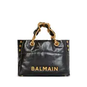 [Balmain] Balmain Small 1945 Soft Leather Tote Bag ONE SIZE BLACK