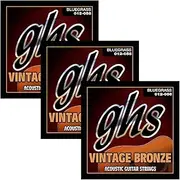 GHS Strings - VN-B SET - VINTAGE BRONZE Acoustic Guitar Strings, 6 Set, Bluegrass Gauging (012-056), 3 Sets of VN-B