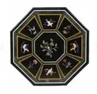 30" carved black marble table top coffee bird wall panel home decor inlay work