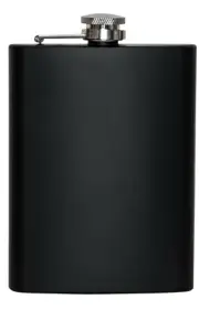 Rothco 8oz. Stainless Steel Black Flask w/ Hinged, Screw-Off Cap - 8 Ounce Flask