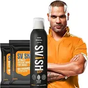 SVISH ON THE GO Men's Hair Removal Spray Kit Pack Of 1 (200 Ml), Post Hair Removal Cream (50Gm), Intimate Hygiene Wipes Pack Of 2 (10 X2) Wipes 21 Piece Set White