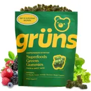 Gruns Adult Super Greens Gummies - Superfood Gummy Bears with Spirulina Chlor...