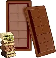 Deep Chocolate Bar Moulds Silicone 2 Pcs Big Chocolate Bar Deep Chocolate Mould Thick Chocolate Mould Candy Moulds (Chocolate-2PCS)