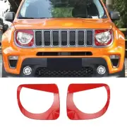 2X Front Light Headlight Lamp Trim Cover For Jeep Renegade 2019+ Red Accessories (for: Jeep)