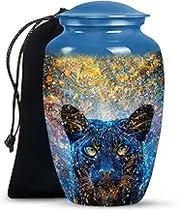 Electric Panther Urn for Human Ashes Male & Female - Blue Cremation Urn for Women & Men - Burial & Funeral Decorative Urn - Memorial Tribute for Loved Ones - 10 Inch
