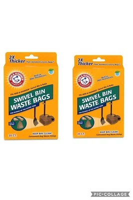 Arm & Hammer Swivel Bin Waste Bags, 20 Count, 2 Pack. Brand New.