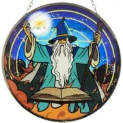 WIZARD SUNCATCHER, 6" Stained Glass Look Suncatcher, SORCERER, MAGICIAN