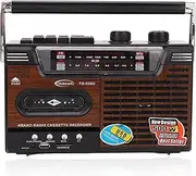 Dpofirs Retro Boombox Cassette Player with AM/FM Radio, Stereo Speakers, USB, MP3, WAV, AAC Support, Red