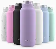 Ello Cooper Vacuum Insulated Stainless Steel Water Bottle with Soft Straw and Carry Loop, Double Walled, Leak Proof, Lilac, 40oz