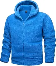 [Zozogag] Men's Fuzzy Sherpa Jackets Thermal Fleece Coats Winter Jacket with Hood