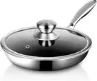 20Cm Stainless Steel Nonstick Frying Pan with Honeycomb Coating & Lid - Healthy,