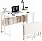 Mobile Computer Desk, Home Office Desk with Wheels for Computer Workstation, No