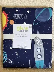 POTTERY BARN KIDS Glow in Dark Solar System Planets TWIN Duvet Cover - NEW