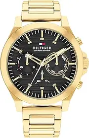 [Tommy Hilfiger] Lance IP Analog Men's Watch, 46 mm Size, Thin Gold/Black