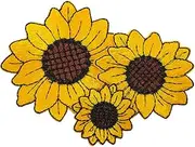 Angoily 3pcs Sunflower Embroidery Patches for Clothing Flower Applique for Garment Decoration DIY Embroidered Patches for Jeans Bags Crafts