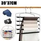 2/4PCS Silver 5 in1 Non-Slip EVA Sponge Padding Hanger Pant Tie Rack Save Space