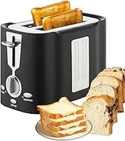 Electric Bread Toaster,Commercial Toaster,2 Slice Compact Stainless Steel Automatic Toaster,Toaster Removable Crumb Tray with Indicator Light,for Toasting Bread, Bagels, Waffles