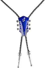 [YFXLTYZ] American Country Guitar Head Enamel Bolo Tie Nostalgic Leather Tie