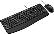 Wired Keyboard and Mouse Combo, EDJO Ergonomic Full-Sized Computer Keyboard with Palm Rest and Optical Wired Mouse for Windows, Mac Computer/Laptop/Desktop-Upgraded