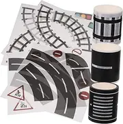 KALLORY 1 Set DIY Traffic Road Tape Railway Stickers for Removable Adhesive Road Decals for Creative Play and Hands Learning Activities
