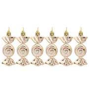 Catzon 6 Pcs Sweet Candy Hanging Ornaments for Christmas Tree Party Decor-Champagne Gold