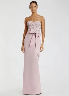 Mac Duggal 2294 Sz 12 Rose Pink Strapless Rhinestone Embellished Gown $498