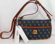 DOONEY & BOURKE Lola Crossbody Pouchette #366598223 Navy & Gold Initials - NWTS