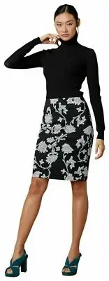 $298 - Diane von Furstenberg Kara Floral Print Skirt Black,4