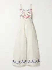 [BODE] BODE - Embroidered Cotton And Linen-blend Jumpsuit - Cream - US8 US 8 Cream