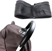 PLABBDPL Pushchair Handle Cover, Baby Pram Handle Cover, Black, Pram Accessories Handle Protection, Buggy Accessories, PU Leather Pushchair Armrest Protective Cover, Dustproof, PU Leather Cover