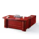在飛比找遠傳friDay購物優惠-MUNA 家居 5218型紅棕色6尺辦公桌組/含側櫃活動櫃(