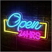Sign Lamp Open 24HRS Neon Sign For Wall Decor LED Light For Coffee Shop Storefront Business Hotel Restaurant Signs Illuminated Lamp 40cmx21cm