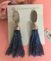 Kendra Scott Marin Blue Beaded Tassel Drop Earrings NWT $125
