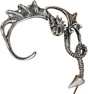 [Generic] Gothic Dragon Earrings Cuff 1pcs Retro Silver Punk Stainless Steel Dragon Cuff Earring Cartilage Climber Ear Wrap for Women or Men