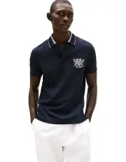 [Tommy Hilfiger] Regular Fit Crest Embroidery Polo Shirt in Navy