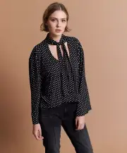 Pussy-bow Polka Dot Blouse Top by OneTeaspoon, Size M. RRP $129