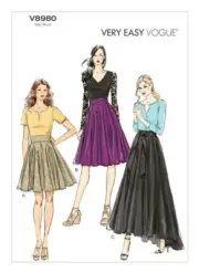 VOGUE SEWING PATTERN 8980 MISSES 6-14 EASY FLARED SKIRTS W/ PLEATS & WAISTBAND