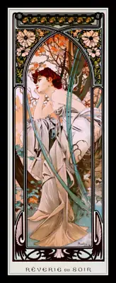 Alphonse Mucha Vintage Poster Art Nouveau Canvas Print Fridge Magnet 6.5x17