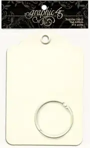 Graphic45 IVORY REGULAR TAG ALBUM (9) TAGS & BINDING RING scrapbooking