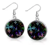 Sparkling Snowflakes Dangle Earrings In 3 Sizes French Wire Handmade Gift